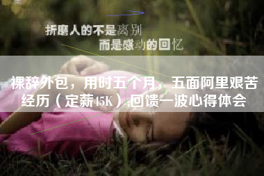 裸辞外包，用时五个月，五面阿里艰苦经历（定薪45K）,回馈一波心得体会